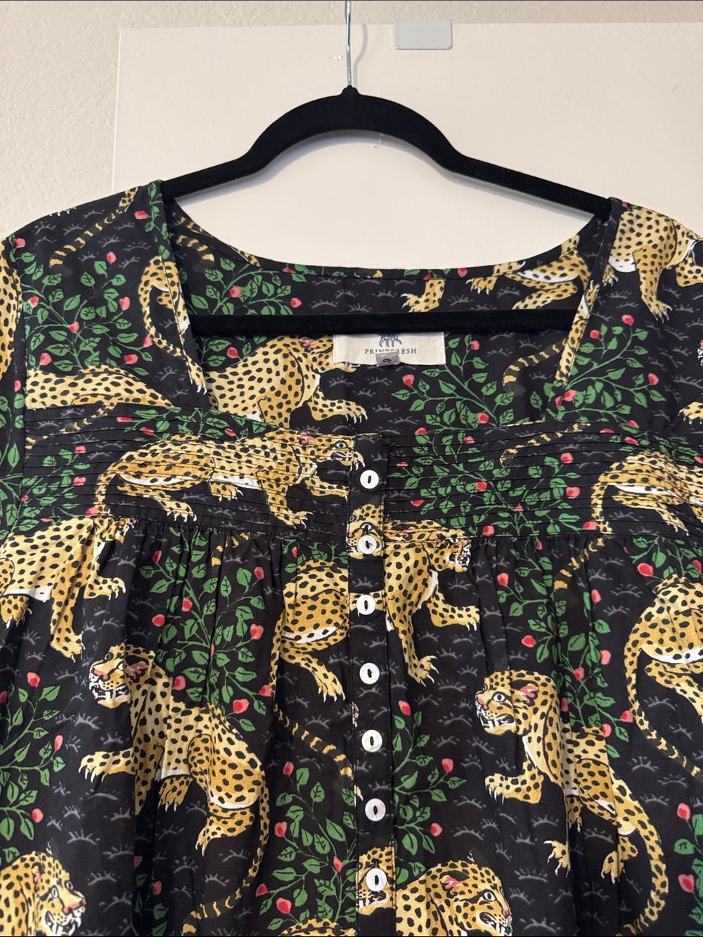 Printfresh Black Dress with Yellow Cheetah & Green Leaf Motif - Picture 4 of 8